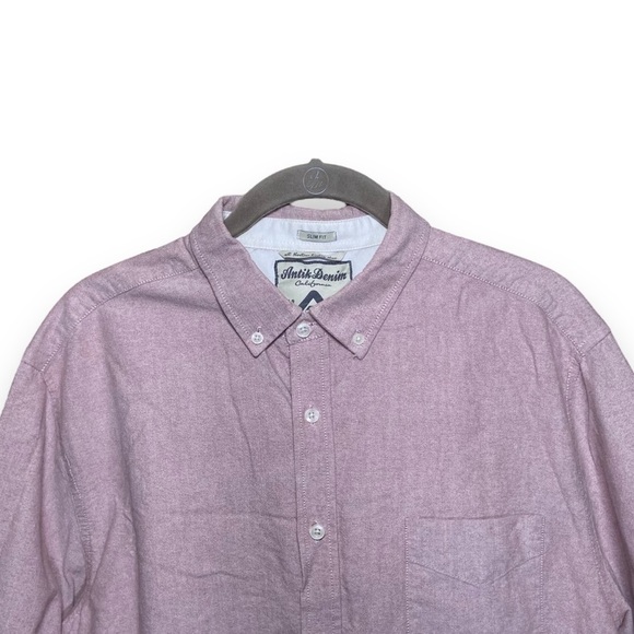 Antik Denim 100% Cotton Button Down Collar Shirt Size Large Pink Chambray - Picture 2 of 6